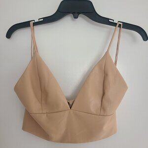 ALICE + OLIVIA Carli Vegan Leather Bra Top Size 0